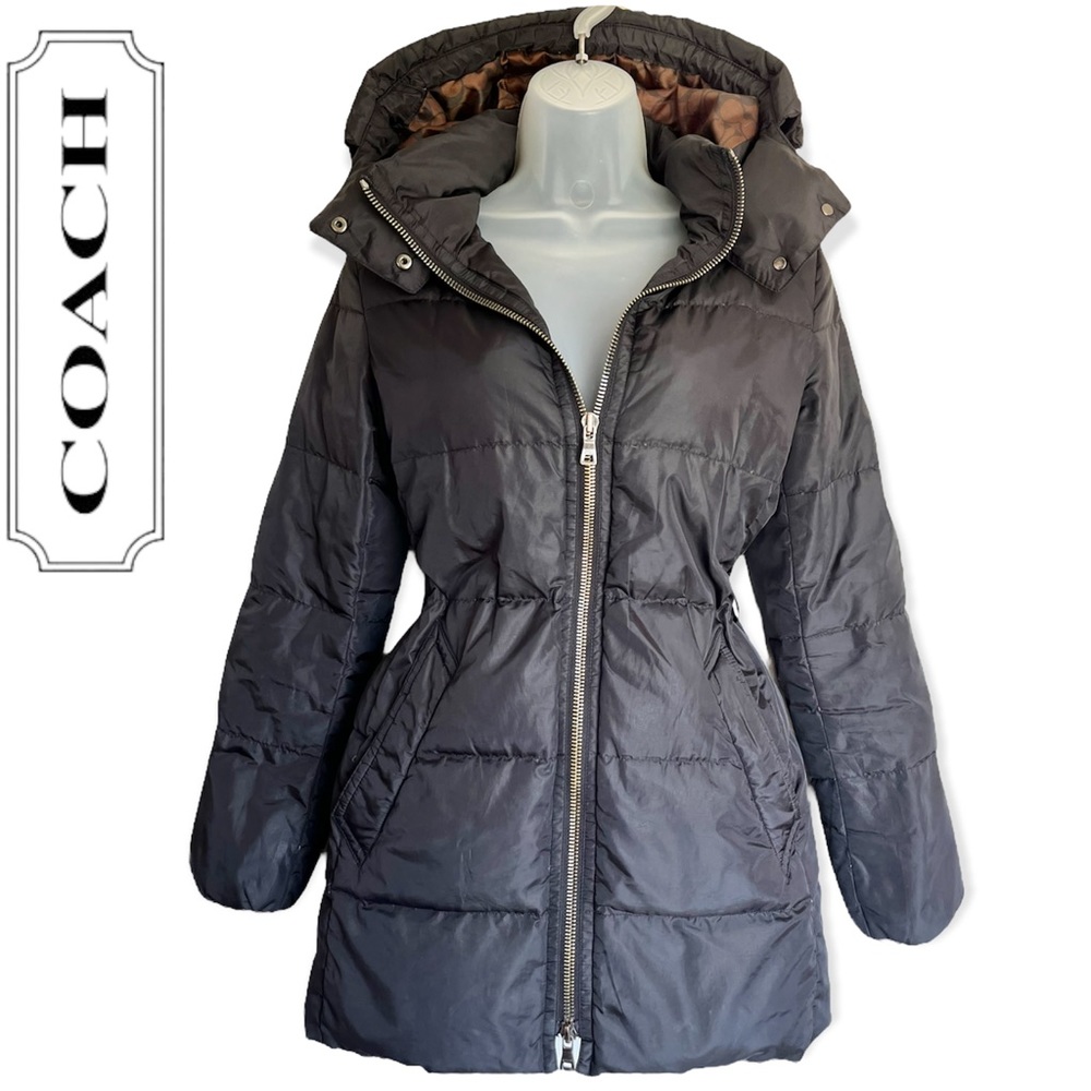 Coach Black Puffer Coat with Hood
